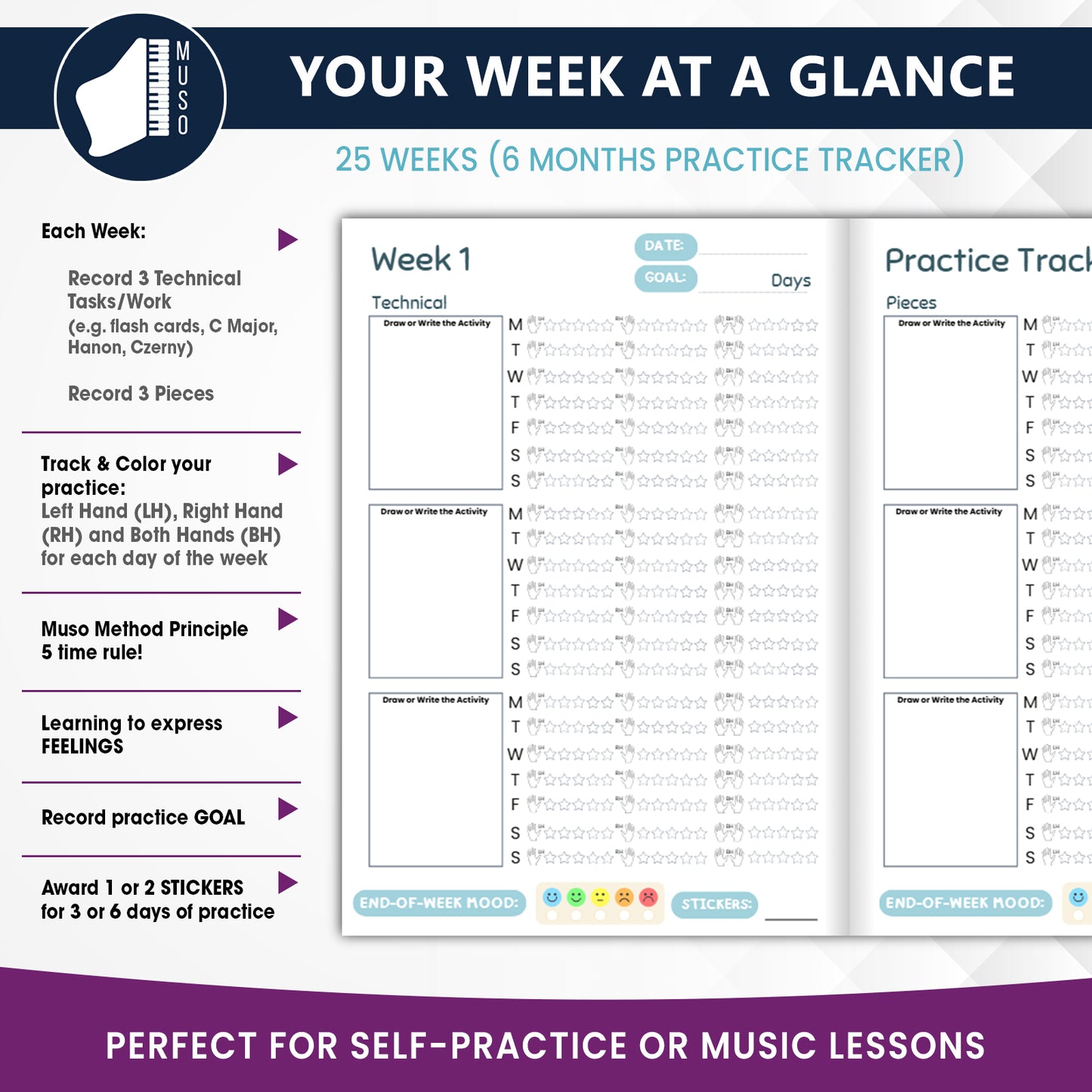 [Jakarta only] Muso PIANO Diary: Track & Color Your Daily Practice - free shipping